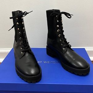 Stuart Weitzman. Never worn. Alpine combat bootie. 38/7.5B (medium)